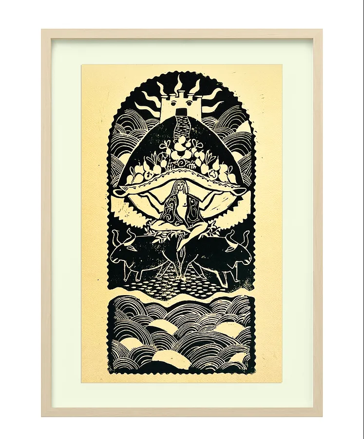 Image of CERES'S FEAST by Liza Obukhovska, size: 34x53, made of PRINT, Graphics medium, from Khmelnytskyi, part of the LINOCUT series, priced at $150